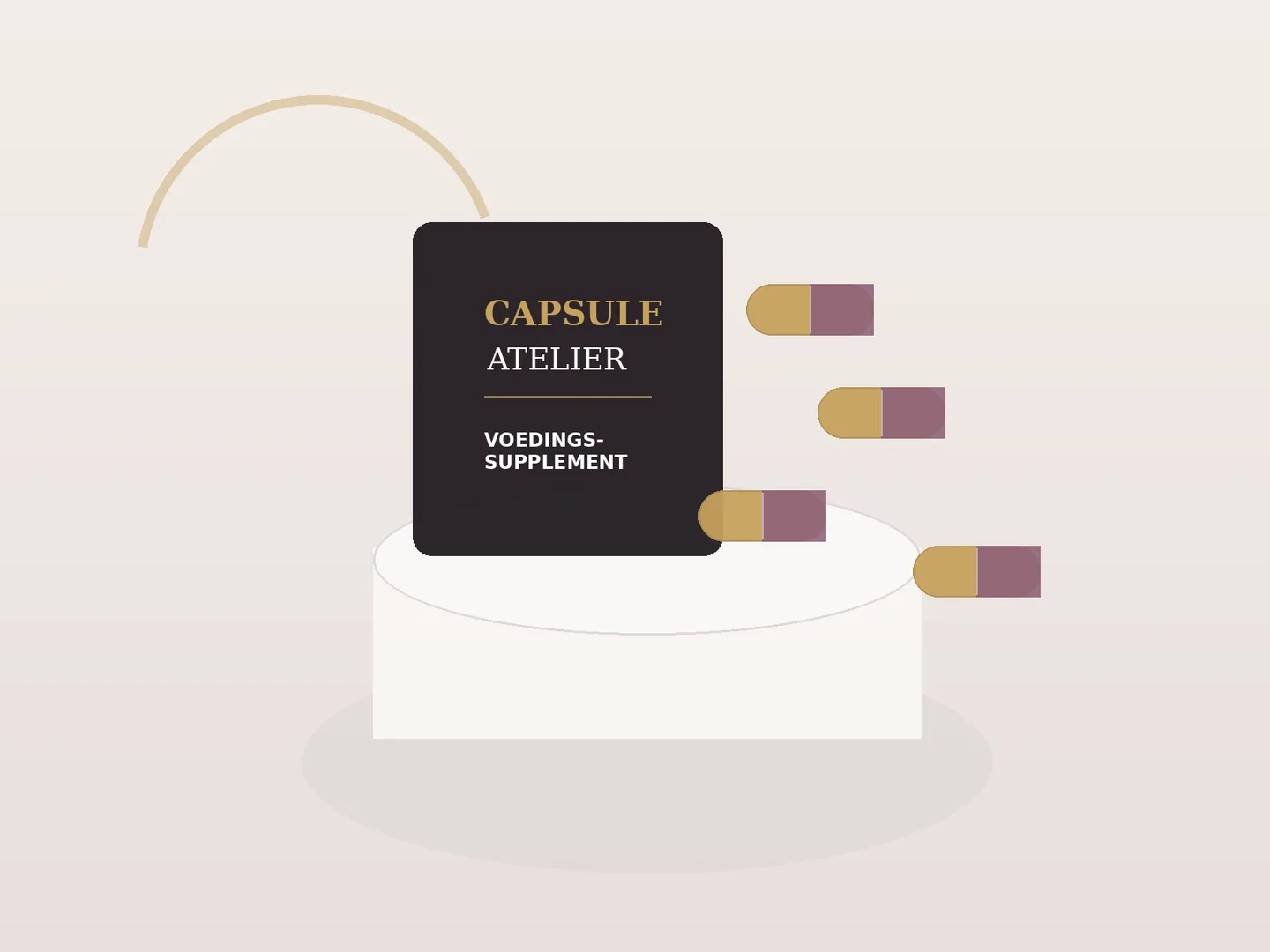 Luxe stilleven met generieke voedingssupplementcapsules en controleverpakking